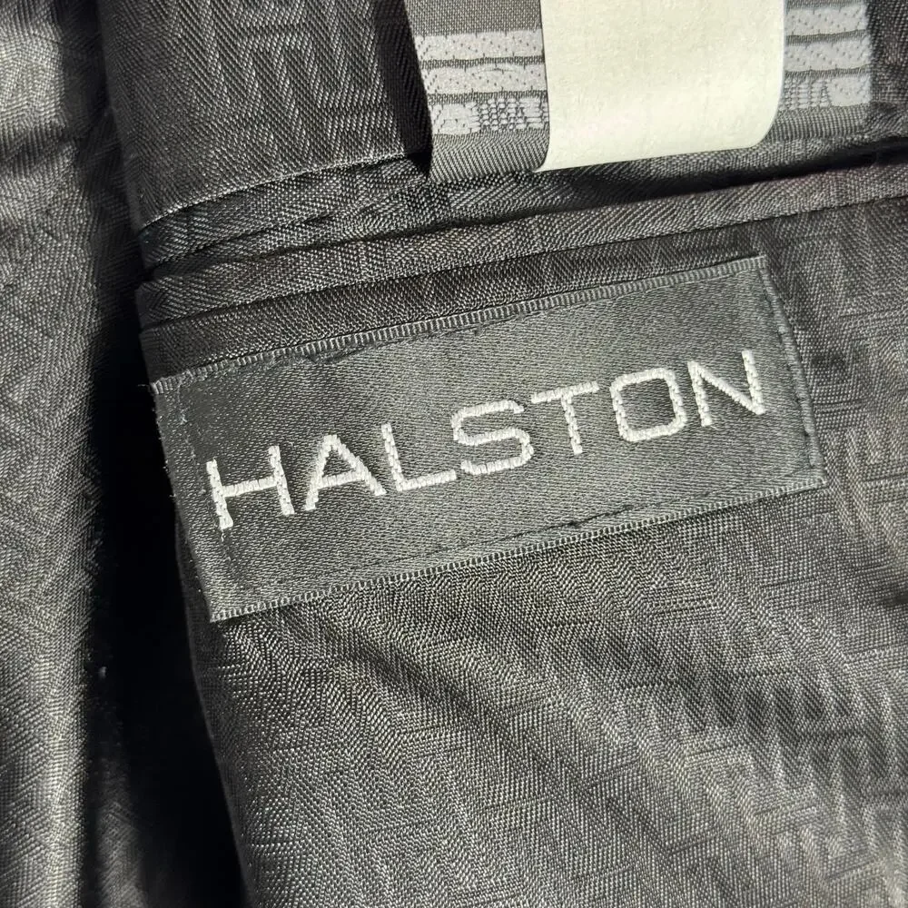 Halston‎ Pure Wool Men's 40R Blazer USA Made Sports Coat Black White 2 Button